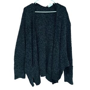 Studio‎ B Chenille Cardigan Open Front Cozy Knit Sweater Black 2X